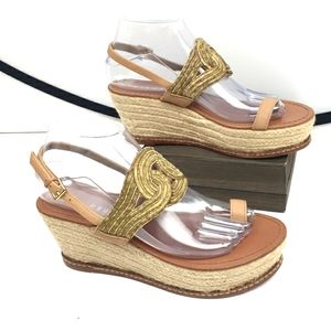 Lola Cruz anthropology espadrilles sling back wedge sandals feltival boho EU 38
